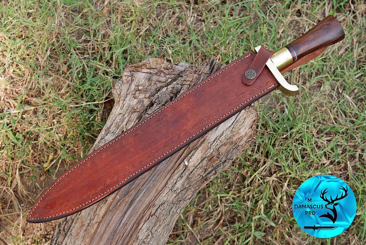 19" INCHES CUSTOM HANDMADE FORGED DAMASCUS STEEL VIKING SWORD WITH WOOD & BRASS GUARD HANDLE 1672