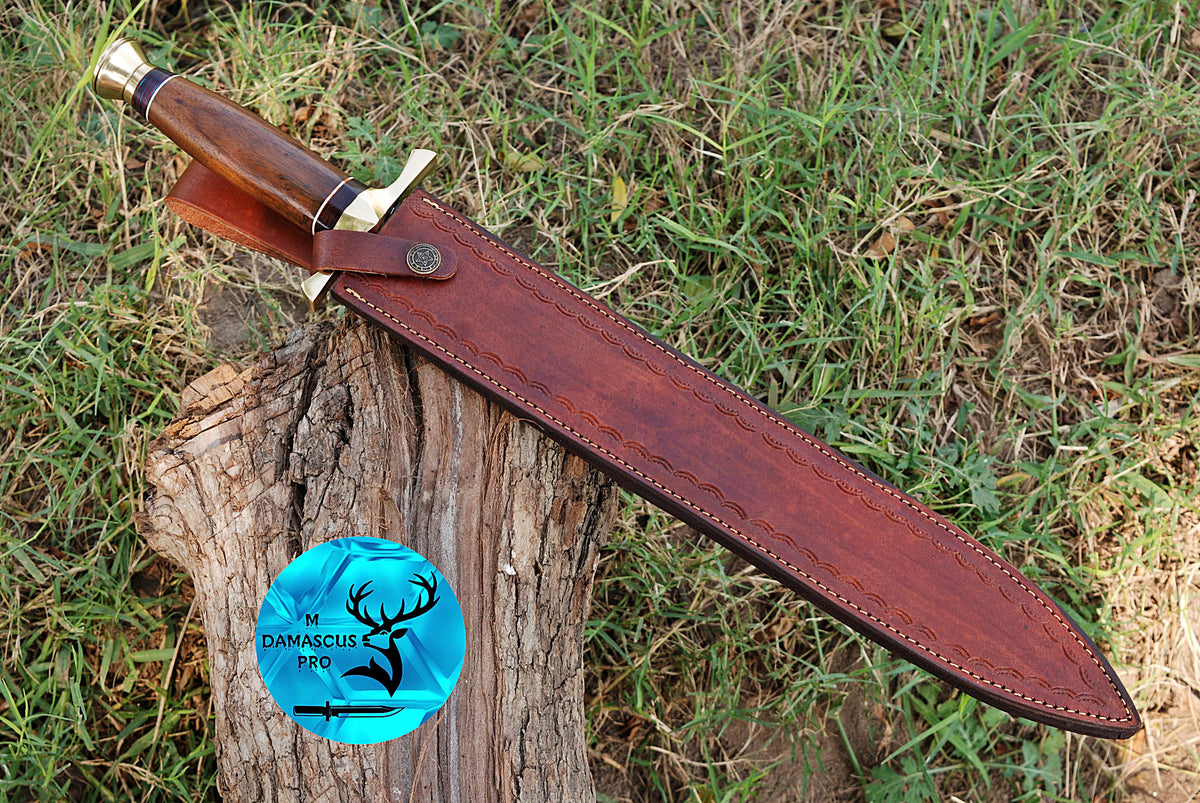 CUSTOM MADE HAND FORGED DAMASCUS STEEL VIKING SWORD DOUBLE EDGE DAGGER SWORD WITH WOOD HANDLE 1662