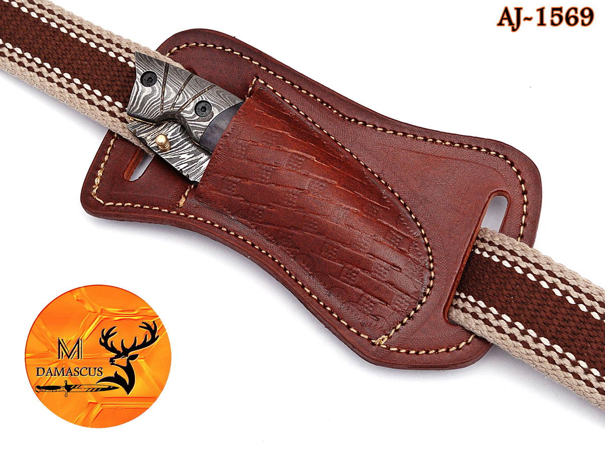 CUSTOM HANDMADE COW LEATHER SHEATH FOR FOLDING BLADE KNIFE SURVIVAL EVERYDAY CARRY 1559