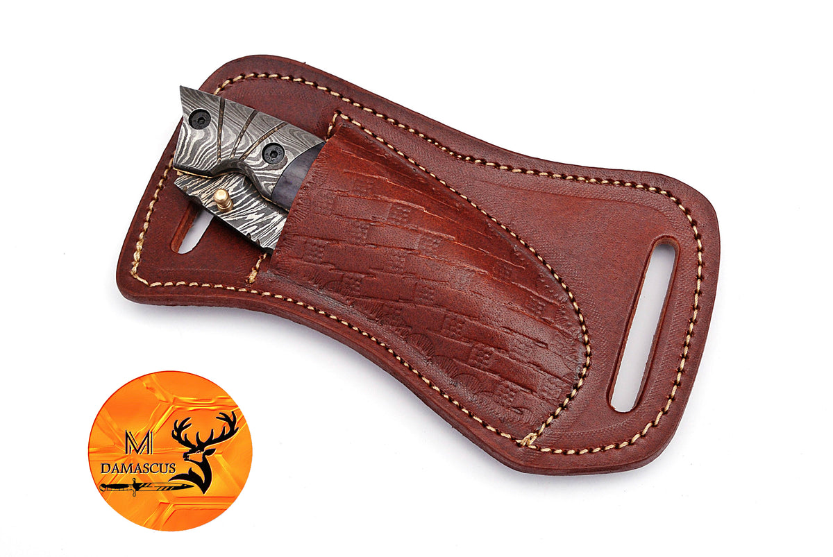 CUSTOM HANDMADE COW LEATHER SHEATH FOR FOLDING BLADE KNIFE SURVIVAL EVERYDAY CARRY 1559