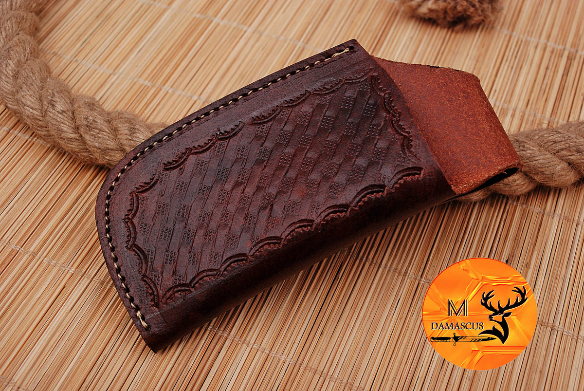 CUSTOM HANDMADE COW LEATHER SHEATH FOR FOLDING BLADE KNIFE SURVIVAL EVERYDAY CARRY 1713