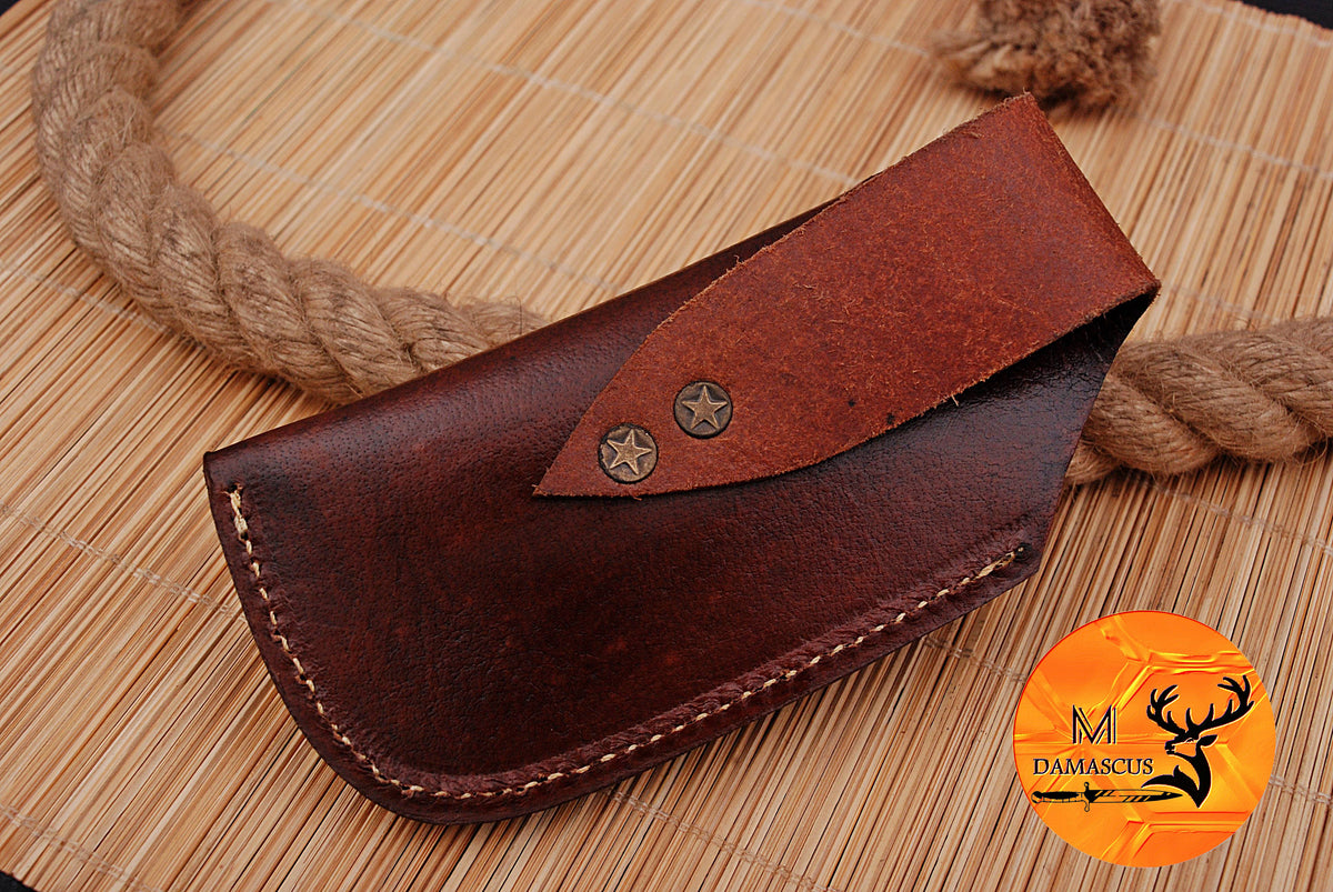 CUSTOM HANDMADE COW LEATHER SHEATH FOR FOLDING BLADE KNIFE SURVIVAL EVERYDAY CARRY 1713