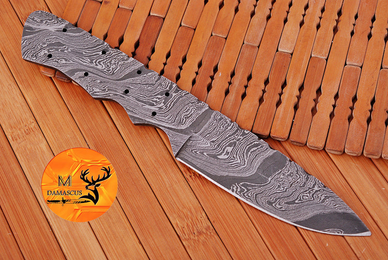 CUSTOM HANDMADE FORGED DAMASCUS STEEL BLANK BLADE SKINNING HUNTING KNIFE 1406