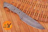 CUSTOM HANDMADE FORGED DAMASCUS STEEL BLANK BLADE SKINNING HUNTING KNIFE 1415