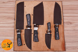 CUSTOM MADE CHEF KNIFE SET HAND FORGED DAMASCUS STEEL KITCHEN KNIVES SET WITH WOOD HANDLE 1540