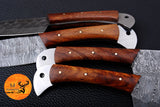 CUSTOM HANDMADE FORGED DAMASCUS STEEL STEAK KNIFE SET CHEF KNIFE SET KITCHEN KNIVES SET WITH WOOD HANDLE 1800