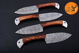 CUSTOM HANDMADE FORGED DAMASCUS STEEL STEAK KNIFE SET CHEF KNIFE SET KITCHEN KNIVES SET WITH WOOD HANDLE 1800