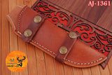 CUSTOM HANDMADE ENGRAVE COW LEATHER SHEATH FOR FIXED BLADE KNIFE SURVIVAL EVERYDAY CARRY