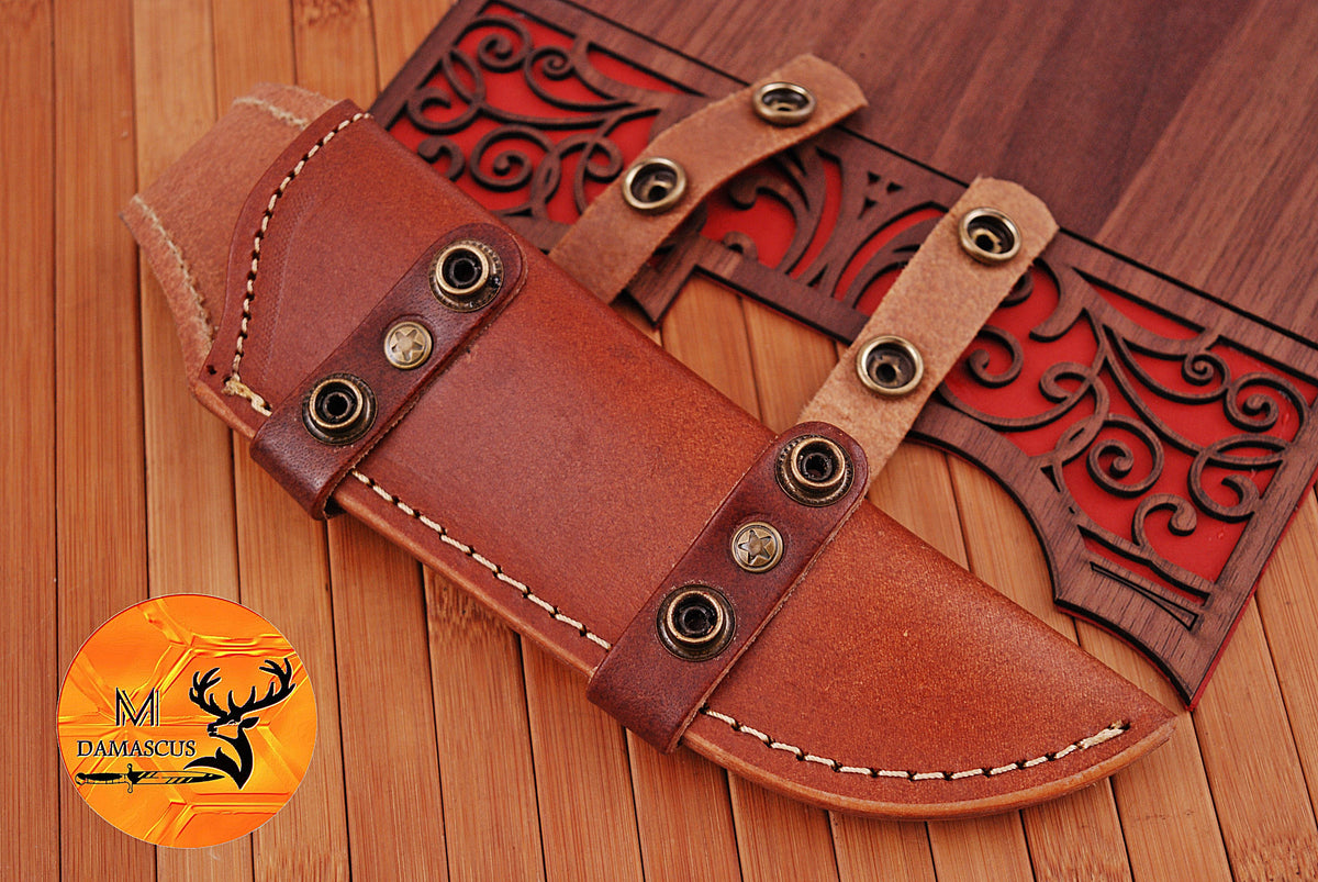 CUSTOM HANDMADE ENGRAVE COW LEATHER SHEATH FOR FIXED BLADE KNIFE SURVIVAL EVERYDAY CARRY