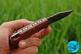 CUSTOM MADE POCKET KNIFE / HAND FORGED DAMASCUS STEEL FOLDING BLADE KNIFE / WOOD HANDLE 1296