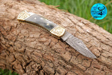 CUSTOM MADE POCKET KNIFE HAND FORGED DAMASCUS STEEL FOLDING BLADE KNIFE SKINNING HUNTING SURVIVAL EVARYDAY CARRY 1251
