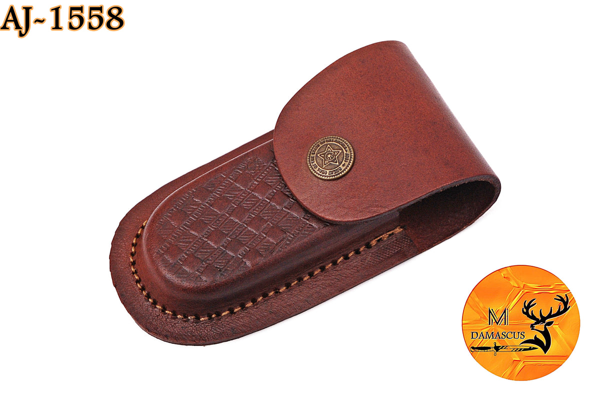 CUSTOM HANDMADE COW LEATHER SHEATH FOR FOLDING BLADE KNIFE SURVIVAL EVERYDAY CARRY 1558