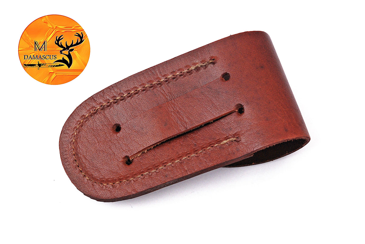 CUSTOM HANDMADE COW LEATHER SHEATH FOR FOLDING BLADE KNIFE SURVIVAL EVERYDAY CARRY 1558