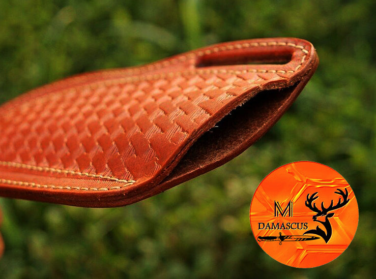 CUSTOM HANDMADE ENGRAVE COW LEATHER SHEATH FOR FIXED BLADE KNIFE SURVIVAL EVERYDAY CARRY