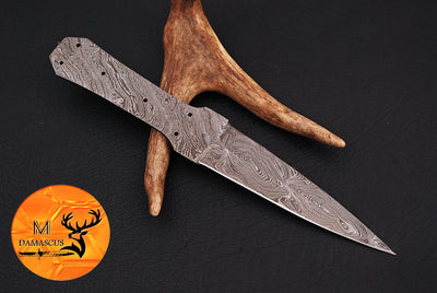 CUSTOM HANDMADE FORGED DAMASCUS STEEL BLANK BLADE BOOT KNIFE DAGGER HUNTING KNIFE 651