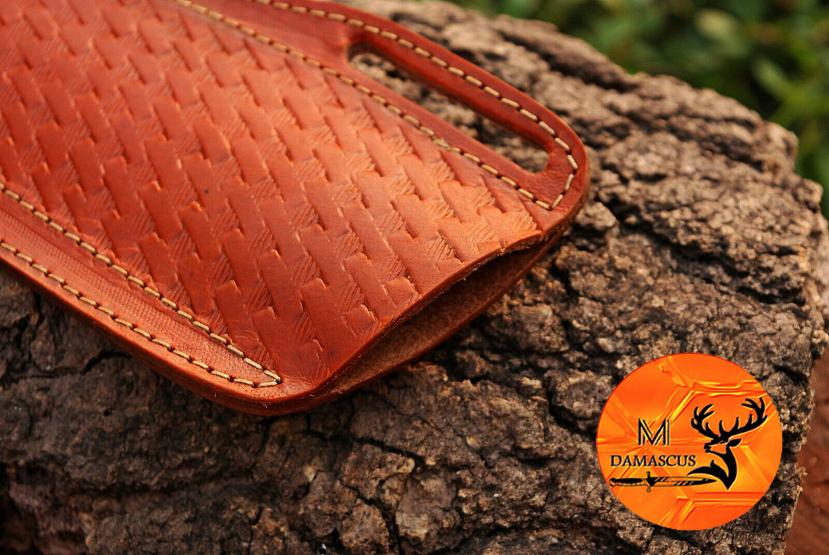 CUSTOM HANDMADE ENGRAVE COW LEATHER SHEATH FOR FIXED BLADE KNIFE SURVIVAL EVERYDAY CARRY