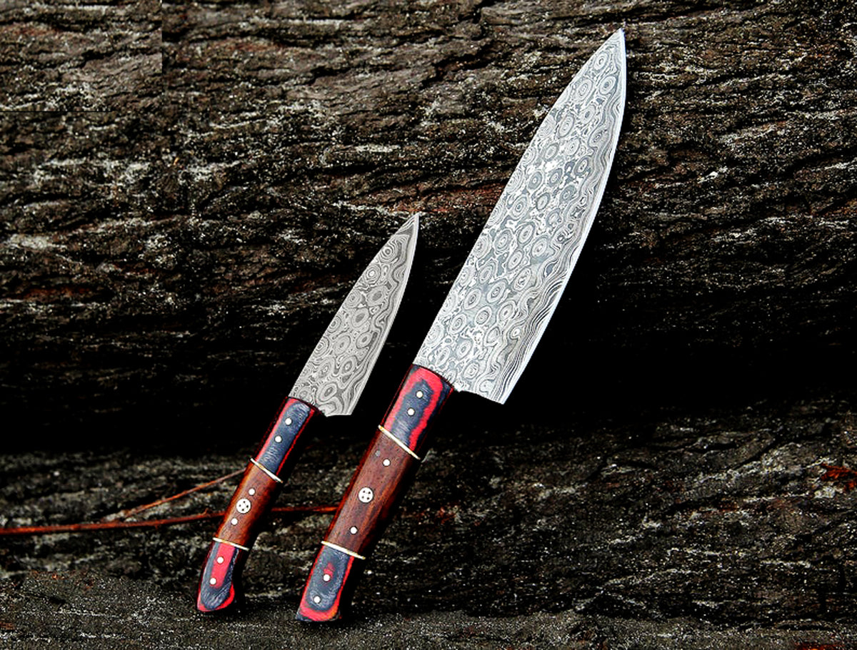 CUSTOM MADE CHEF KNIFE SET HAND FORGED DAMASCUS STEEL KITCHEN KNIVES SET WITH WOOD HANDLE 2065
