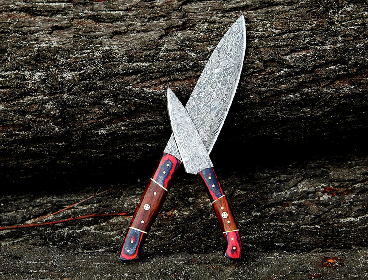 CUSTOM MADE CHEF KNIFE SET HAND FORGED DAMASCUS STEEL KITCHEN KNIVES SET WITH WOOD HANDLE 2065