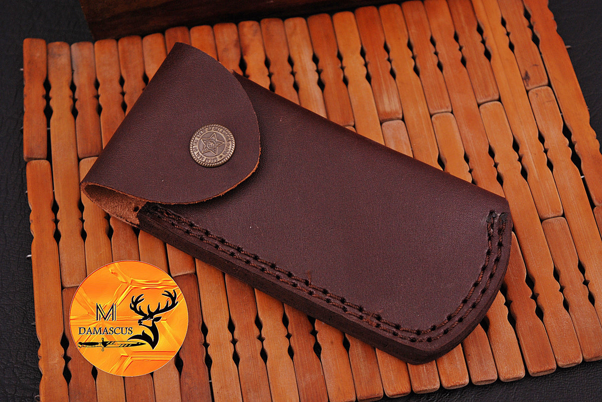 CUSTOM MADE POCKET KNIFE / HAND FORGED DAMASCUS STEEL FOLDING BLADE KNIFE / CAMEL BONE HANDLE 848