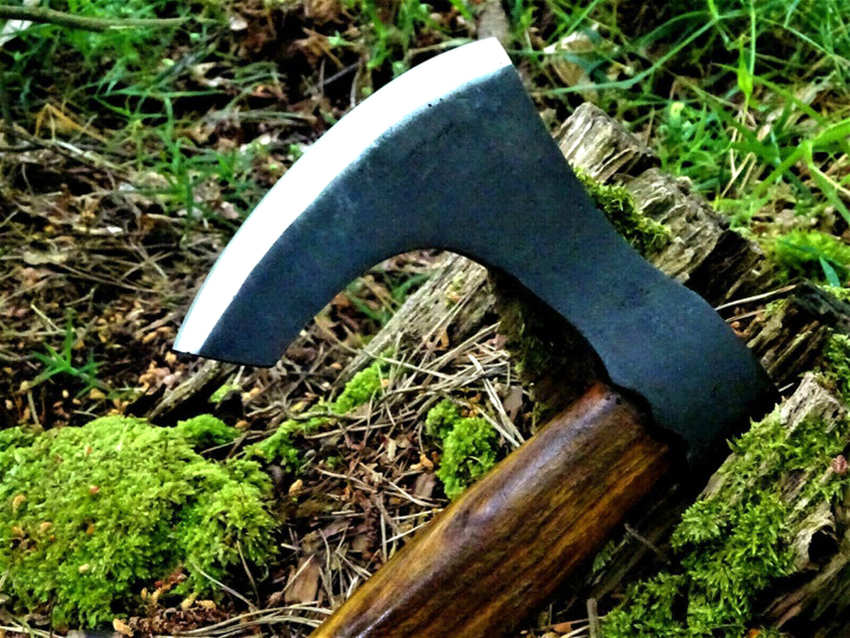 CUSTOM HANDMADE CARBON STEEL AXE HATCHET INTEGRAL VIKING THROWING TOMAHAWK WOOD HANDLE WITH LEATHER SHEATH 2712