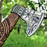 CUSTOM HANDMADE FORGED CARBON STEEL AXE HATCHETS TOMAHAWK VIKING THROWING WOOD HANDLE WITH LEATHER SHEATH 2714