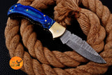 CUSTOM MADE POCKET KNIFE / HAND FORGED DAMASCUS STEEL FOLDING BLADE KNIFE / WOOD HANDLE 1332