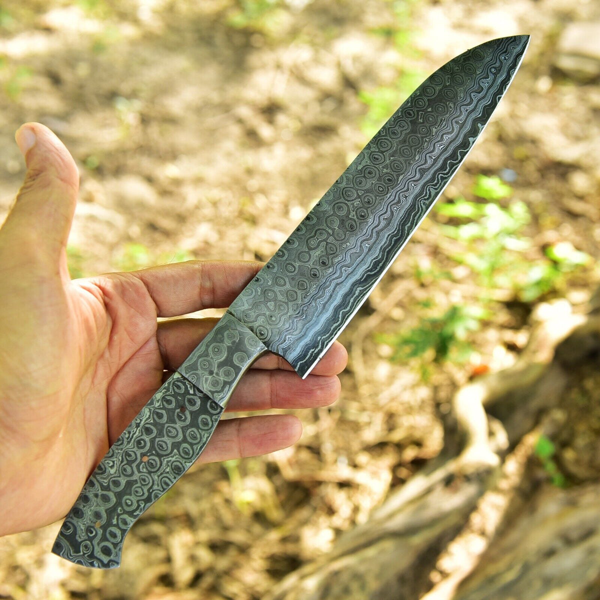CUSTOM HANDMADE FORGED DAMASCUS STEEL BLANK BLADE  SANTOKU CHEF KNIFE BLANK BLADE 2763