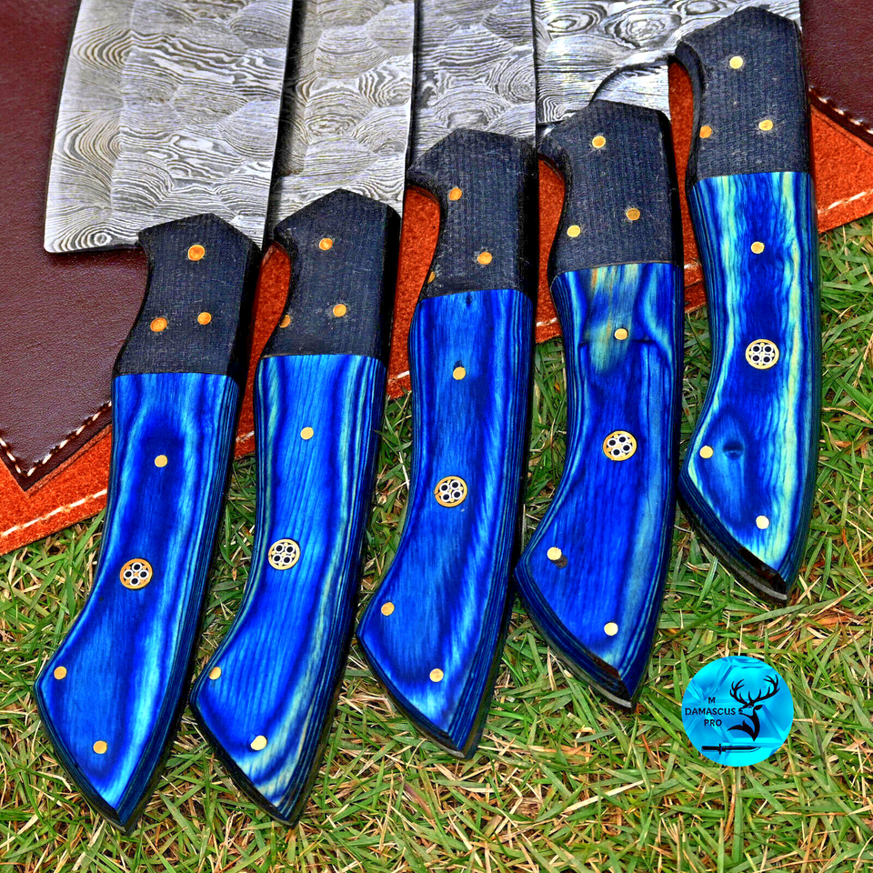 CUSTOM MADE CHEF KNIFE SET HAND FORGED DAMASCUS STEEL KITCHEN KNIVES SET WITH WOOD HANDLE 2801