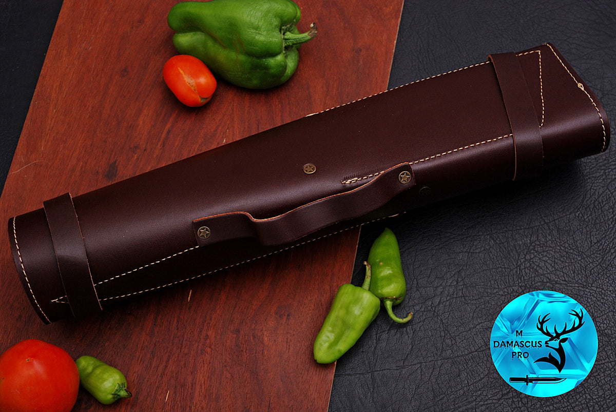 CUSTOM MADE CHEF KNIFE SET HAND FORGED DAMASCUS STEEL KITCHEN KNIVES SET WITH CAMEL BONE HANDLE 1556