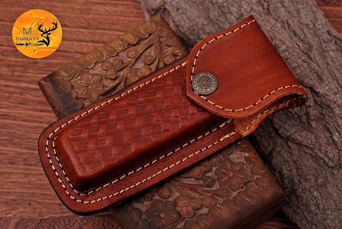 CUSTOM MADE POCKET KNIFE / HAND FORGED DAMASCUS STEEL FOLDING BLADE KNIFE CAMEL BONE HANDLE