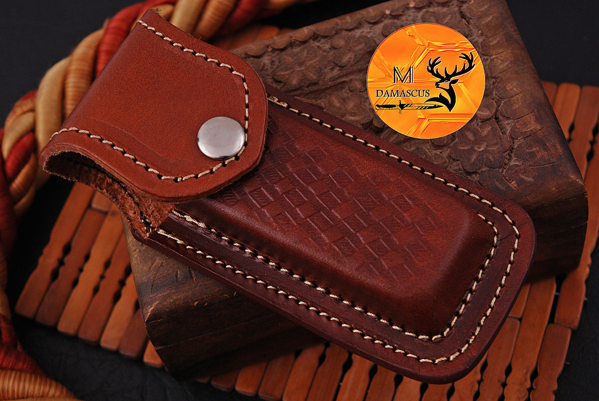 CUSTOM MADE POCKET KNIFE / HAND FORGED DAMASCUS STEEL FOLDING BLADE KNIFE / CAMEL BONE HANDLE 1287